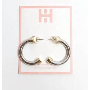 NEW HOO HOOPS women's mini two tone hoops in silver/gold
